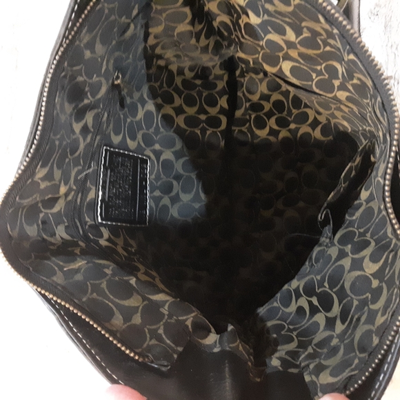 Coach Signature Black Canvas Leather Satchel Bag - Picture 5 of 9